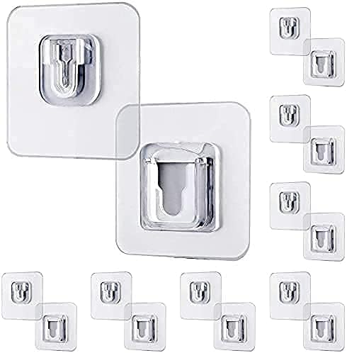 Transparent Self Adhesive Plastic Male/Female Wall Sticker Waterproof hook 10 set