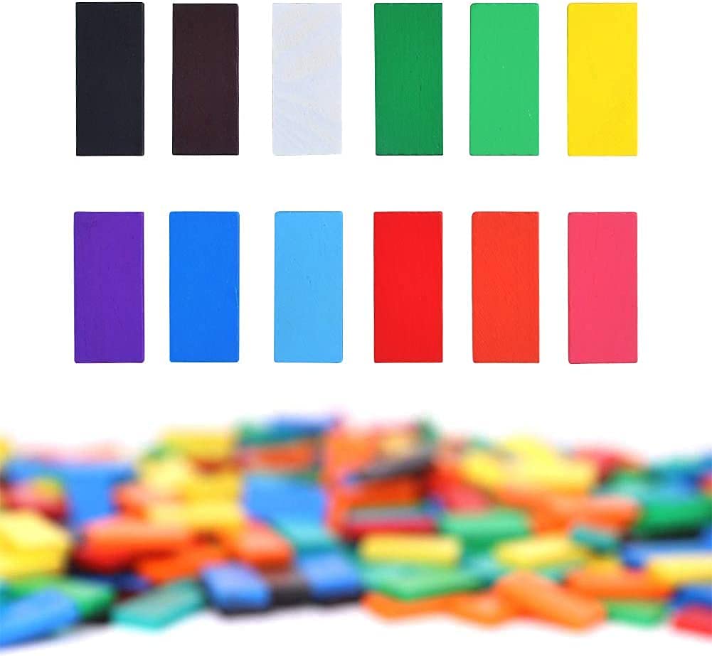120 PCS Super Domino Blocks, 12 Colors Bulk Wooden Dominoes - Building Block Tile Game Racing Educational Toy for Kids Birthday Party Favor