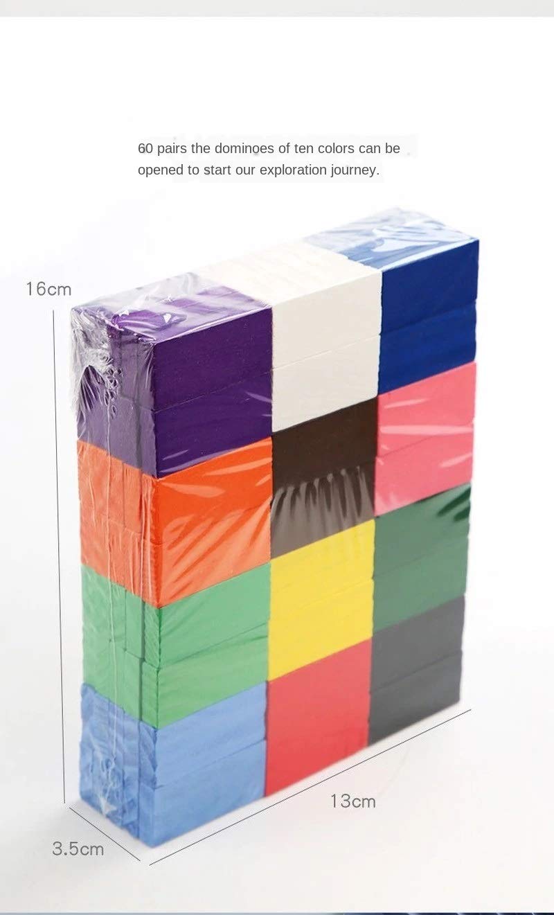 120 PCS Super Domino Blocks, 12 Colors Bulk Wooden Dominoes - Building Block Tile Game Racing Educational Toy for Kids Birthday Party Favor