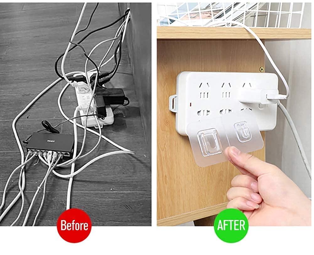 Transparent Self Adhesive Plastic Male/Female Wall Sticker Waterproof hook 10 set