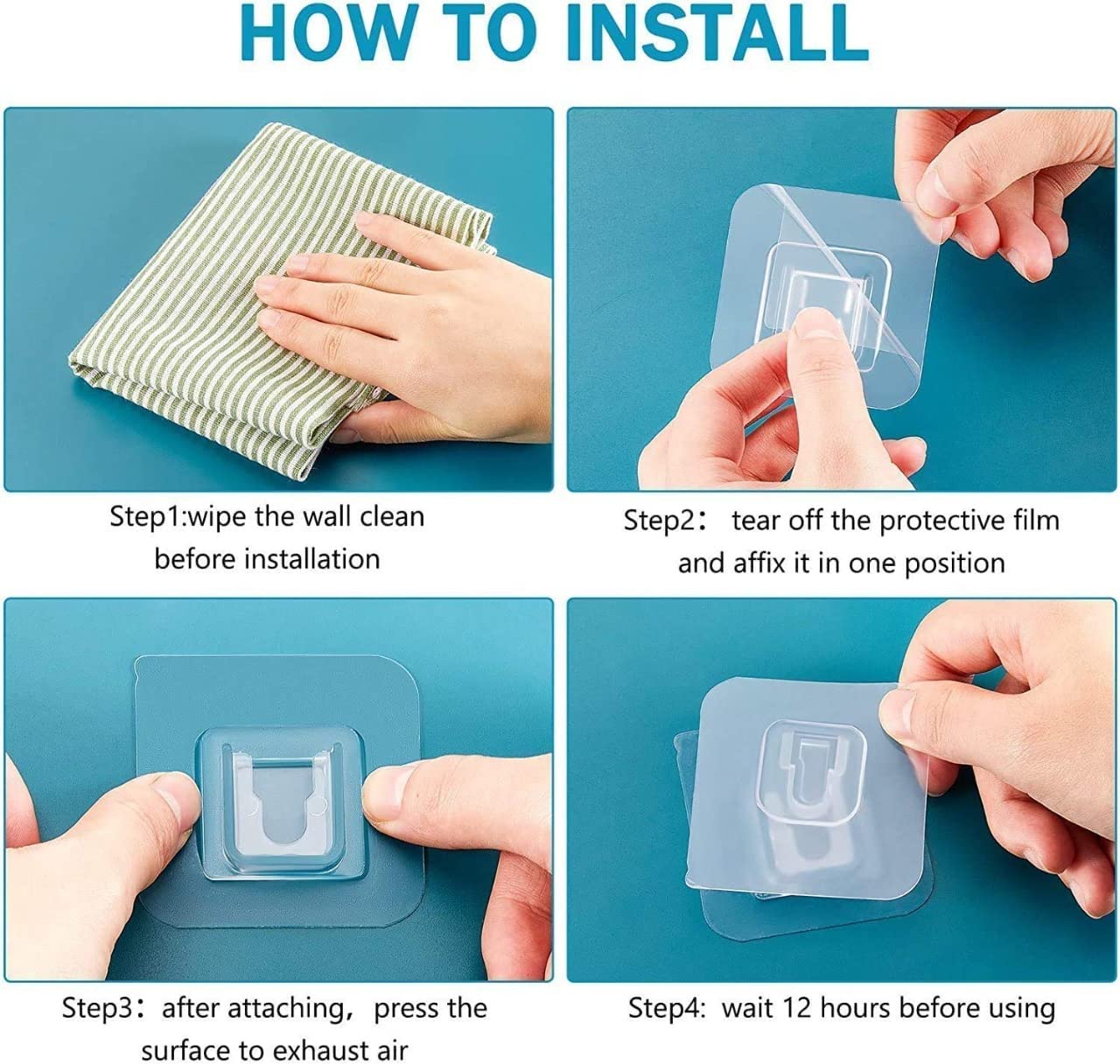 Transparent Self Adhesive Plastic Male/Female Wall Sticker Waterproof hook 10 set
