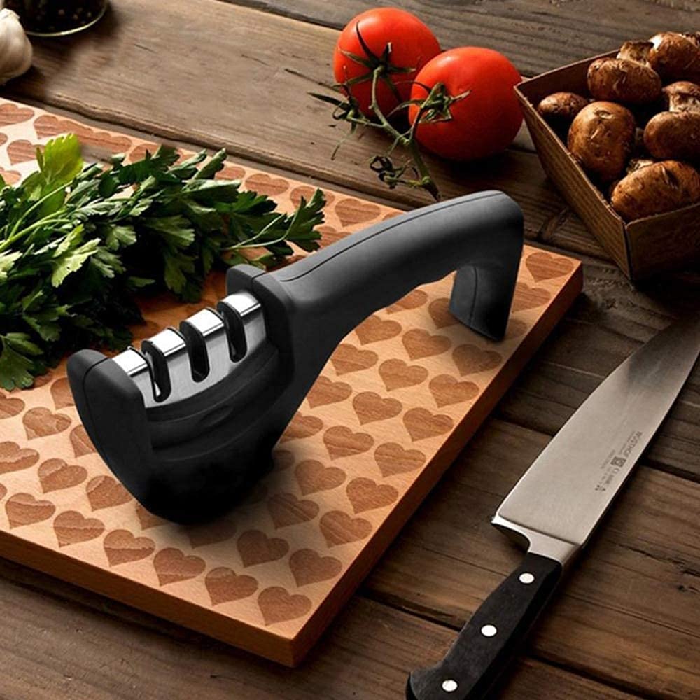 3-Stage Knife Sharpener | Manual Kitchen Sharpener for Stainless Steel & Ceramic Knives - Rzone Store