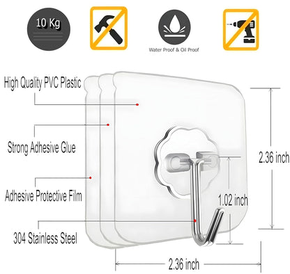 Stainless Steel Wall Hooks For Hanging Without Drill Self Adhesive Hooks